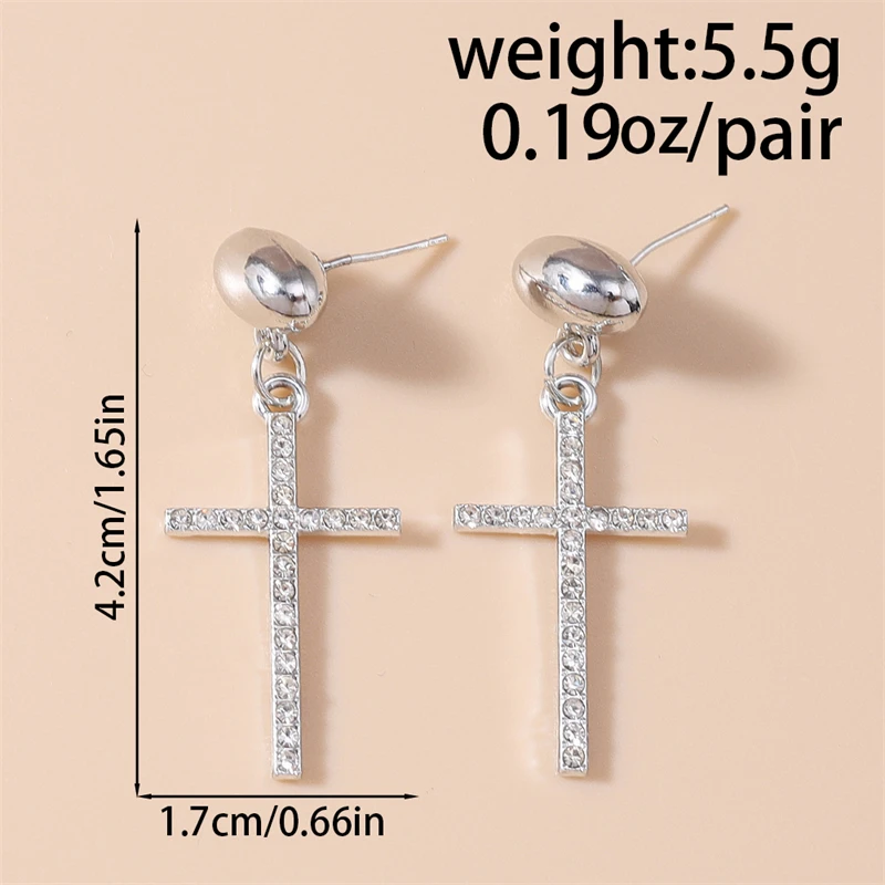 Modische Kristall-Metall-Kreuz-Ohrstecker für Frauen und Mädchen, Party- und Festival-Schmuckgeschenke – Detail 6