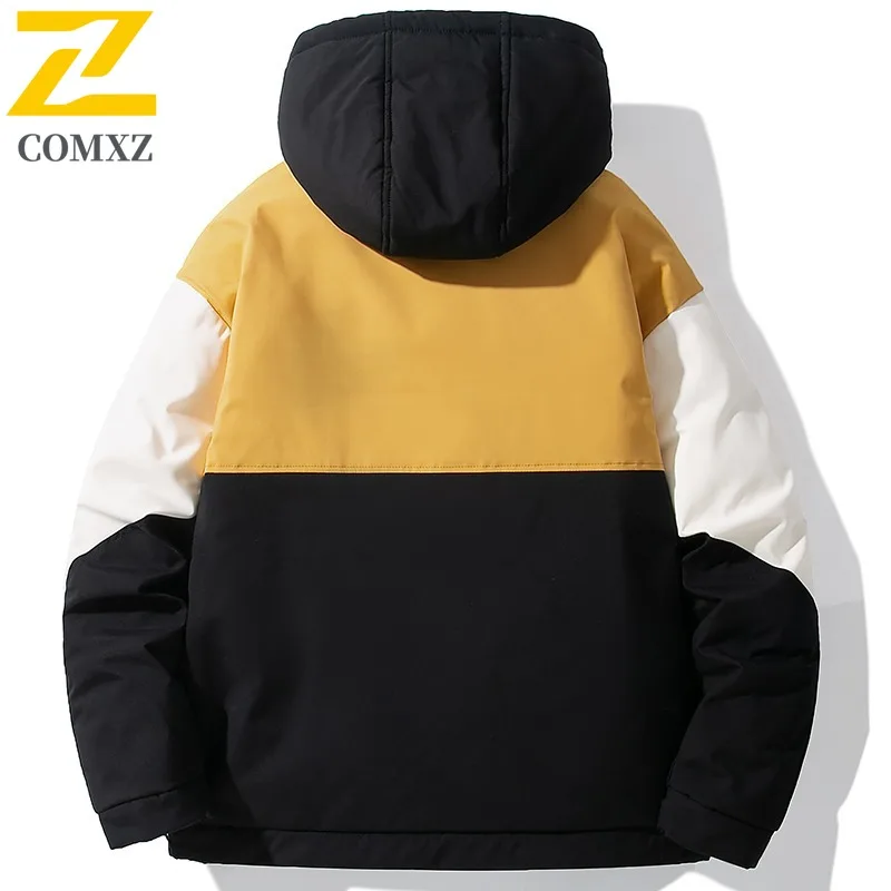 COMXZ الرجال سترة منفوخة كلاسيكية جديدة الربط الوقوف طوق التخييم خفيفة الوزن سترة عادية الصيد يندبروف الشتاء الملابس #5