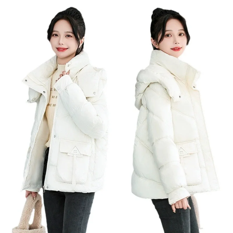 Veste d'hiver femmes 2025 nouveau Parka décontractée à capuche épais vers le bas coton rembourré Parka femme veste manteau court mince vêtements d'extérieur chauds