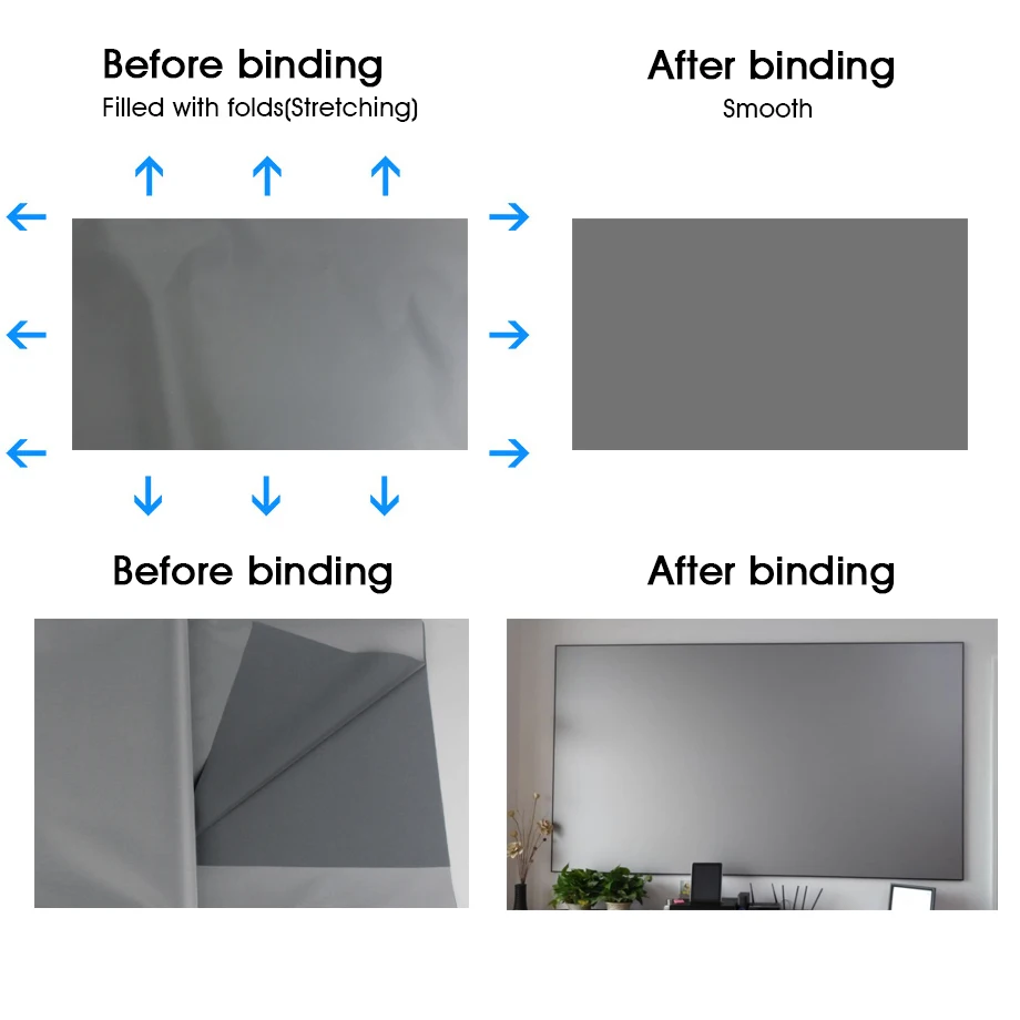 BYINTEK Projector Screen 72inch 84inch 100inch 120inch 130inch Reflective Fabric Projector Projection Screen Enhance Brightness