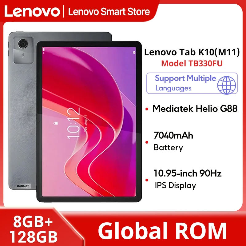 Original Lenovo Zhaoyang Tab K10 Tablet Global ROM 10.95-inch 90Hz 8GB 128GB MTK Helio G88 CPU IP52 7040mAh Pad PC