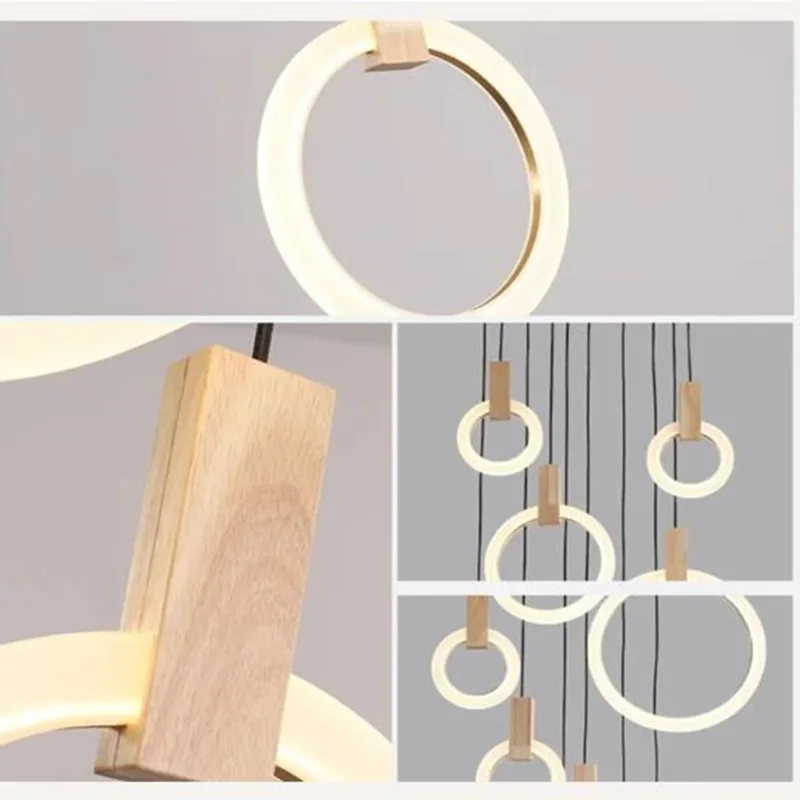 

Nordic Villa Duplex Stair Pendant Chandelier Long Chandelier Hotel Headlamp Creative Personality Stair Wooden Chandeliers