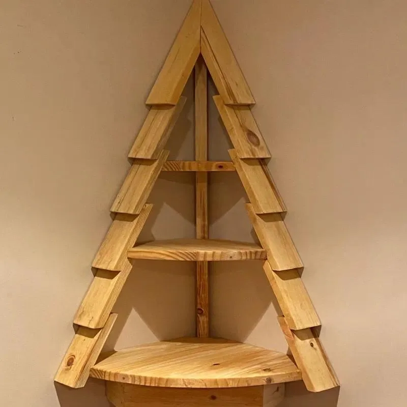 Pristine Wood Corner Ledges Double Layer Floating Shelves for Books Magazines CDs Home Office Storage Racks