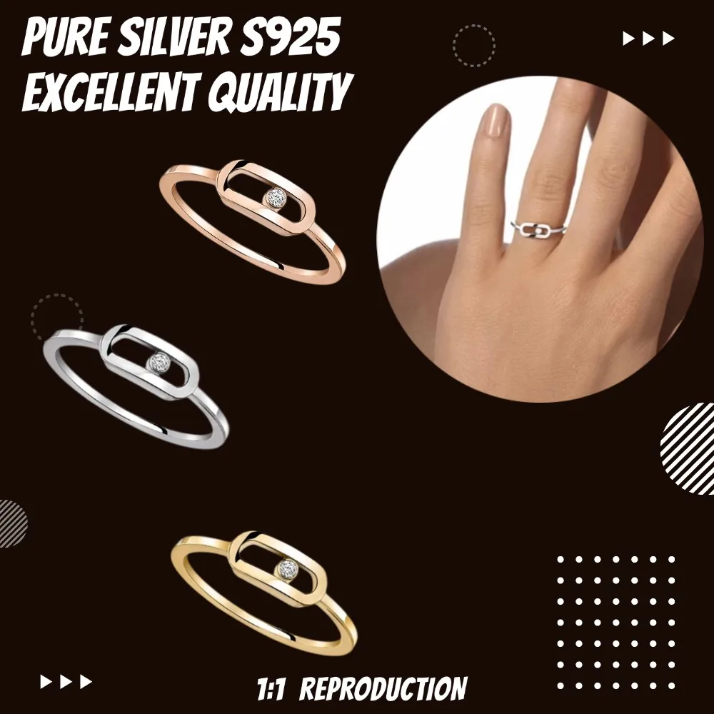 High Quality Original Move Diamond Rings Sterling Silver 925 Earrings Luxury Brand Trend Jewelry Accessories for Holiday Gifts