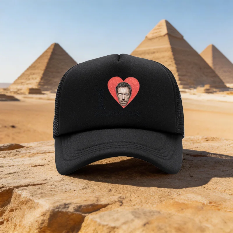 Unisex Adjustable Duckbill Baseball Cap with Avatar Icon & Heart Red Background - Lightweight Mesh Suitable for for Family, Trav