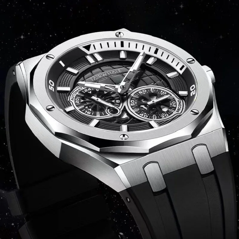 Casual Earth Automatic Man Watch Latest Rose Polygon Mechanical Watches for Men Stainless Steel Luminous Waterproof montre New