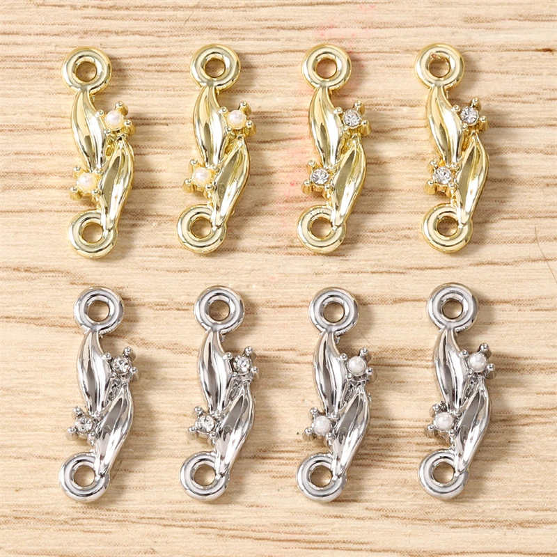 5 Stück niedliche gold- und silberfarbene Metall-Anhänger in Baumblattform für die Schmuckherstellung, DIY-Armbänder, Halsketten, handgefertigte Bastelbedarf – Detail 2