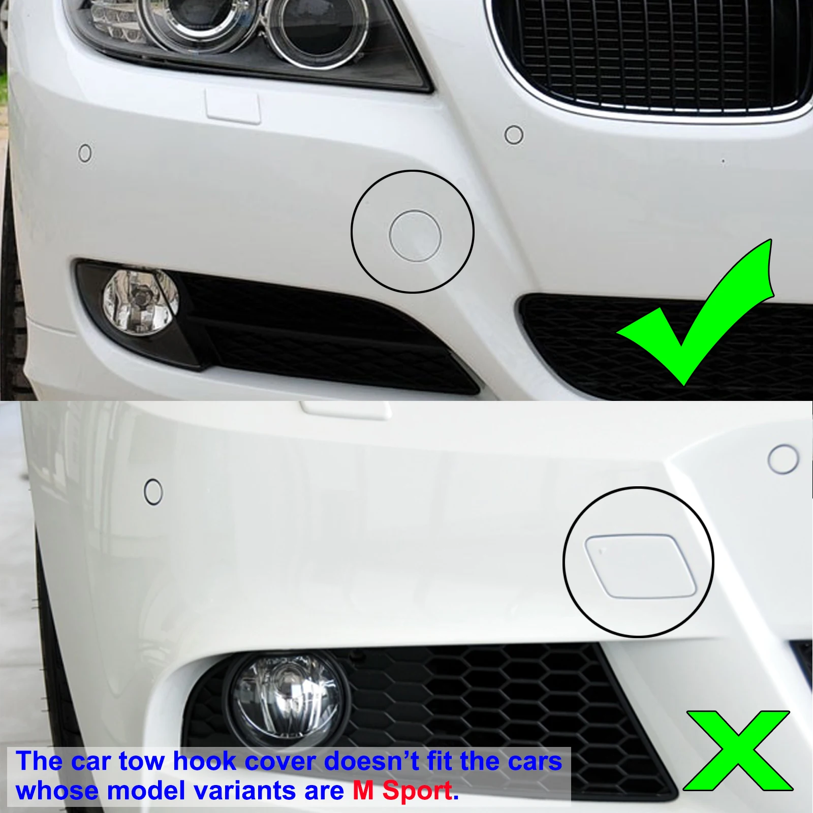 APKTNKA Unprimed Front Bumper Tow Eye Hook Cover For BMW 3 Series 328i XDrive 335i 320d 318i 320d 335d Towing Trim Lid Cap