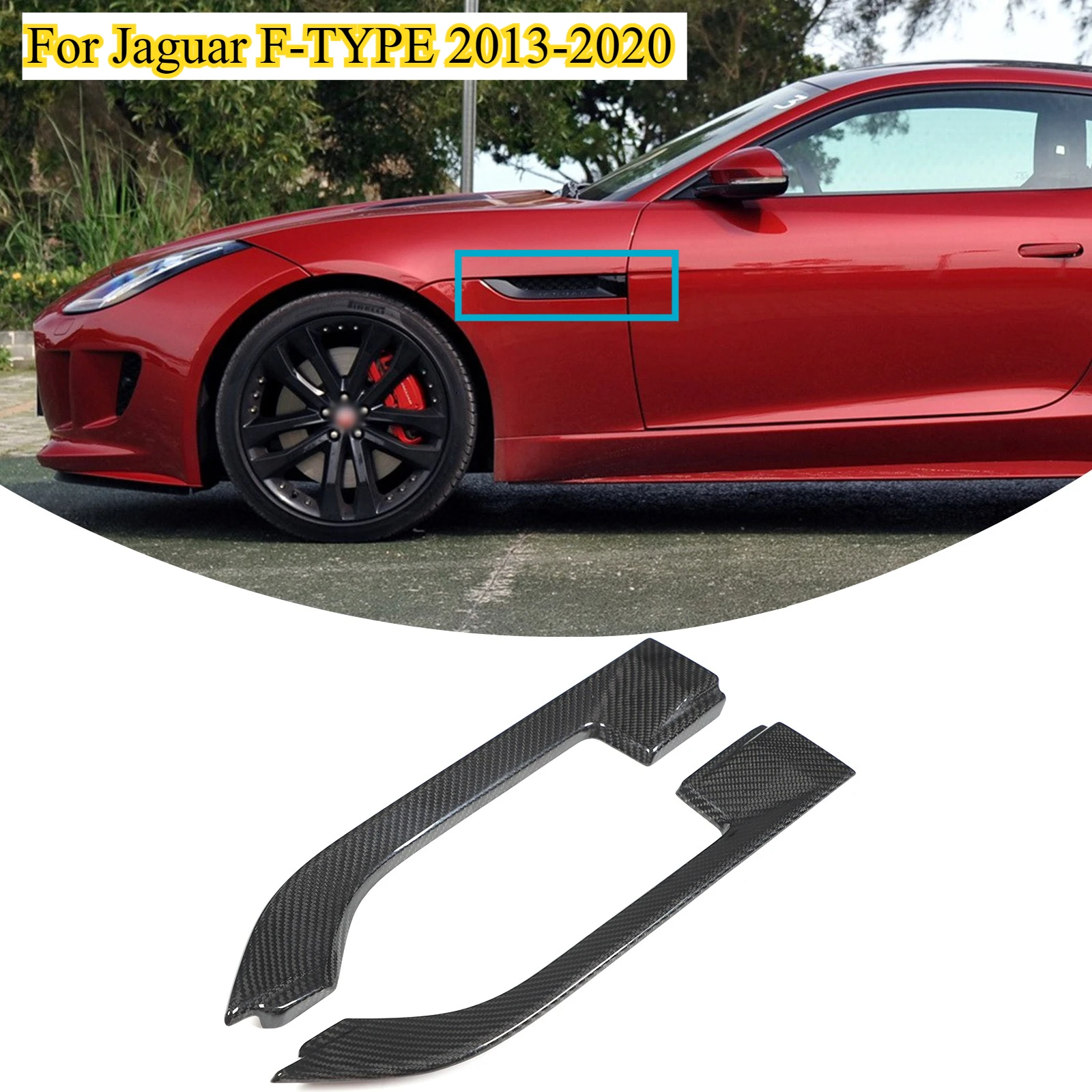 External Car Accessories For Jaguar F-TYPE 2013-2020 ABS Carbon Fiber Car Side Fender Vent Trim Cover Trim