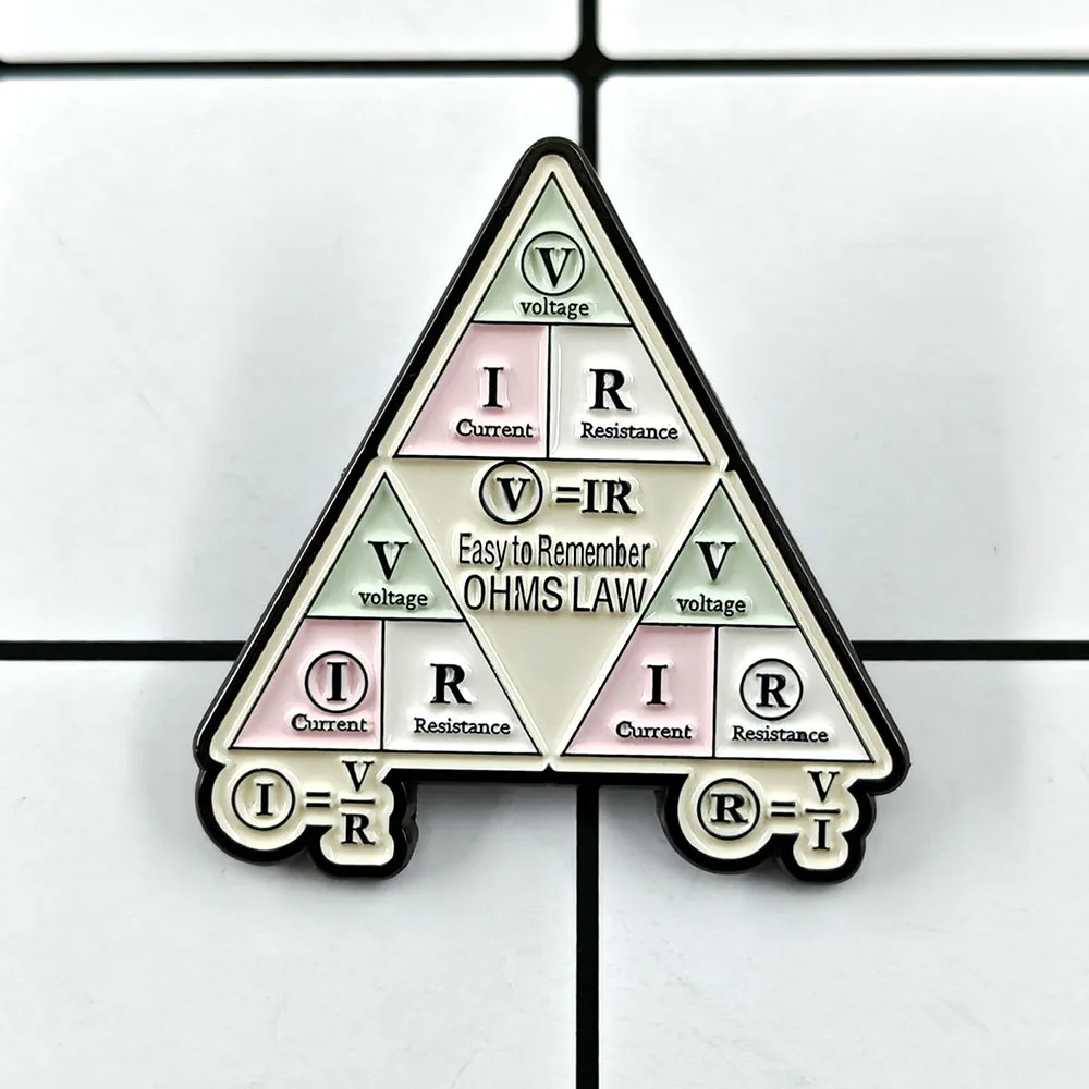 Electrical Ohm's Law Brooch Physical Electrical Formulas Triangle Badge Bag Academic Accessories Enamel Pin Commemorative Gift