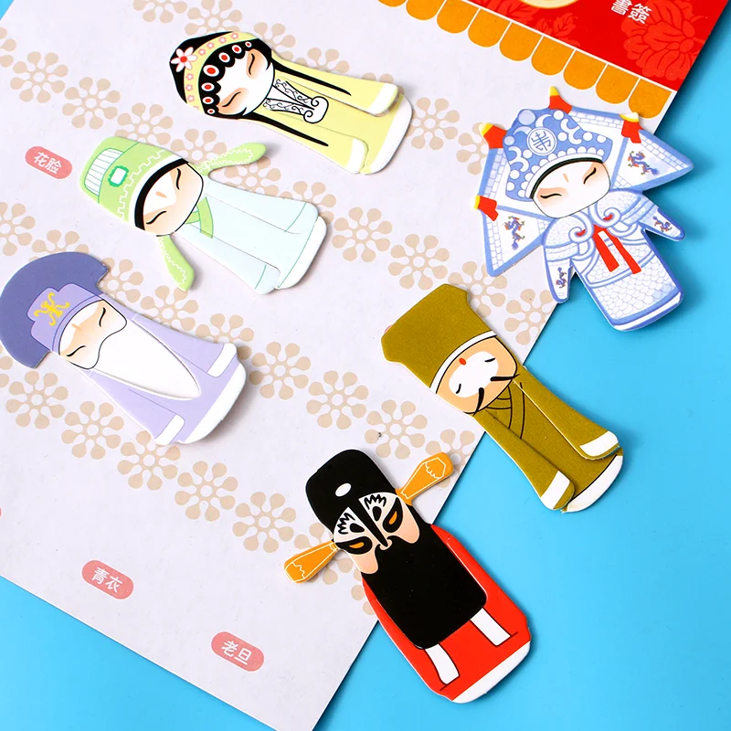 7pcs/set China Peking Opera Paper Bookmarks Creative Gift Student Book Reading Office