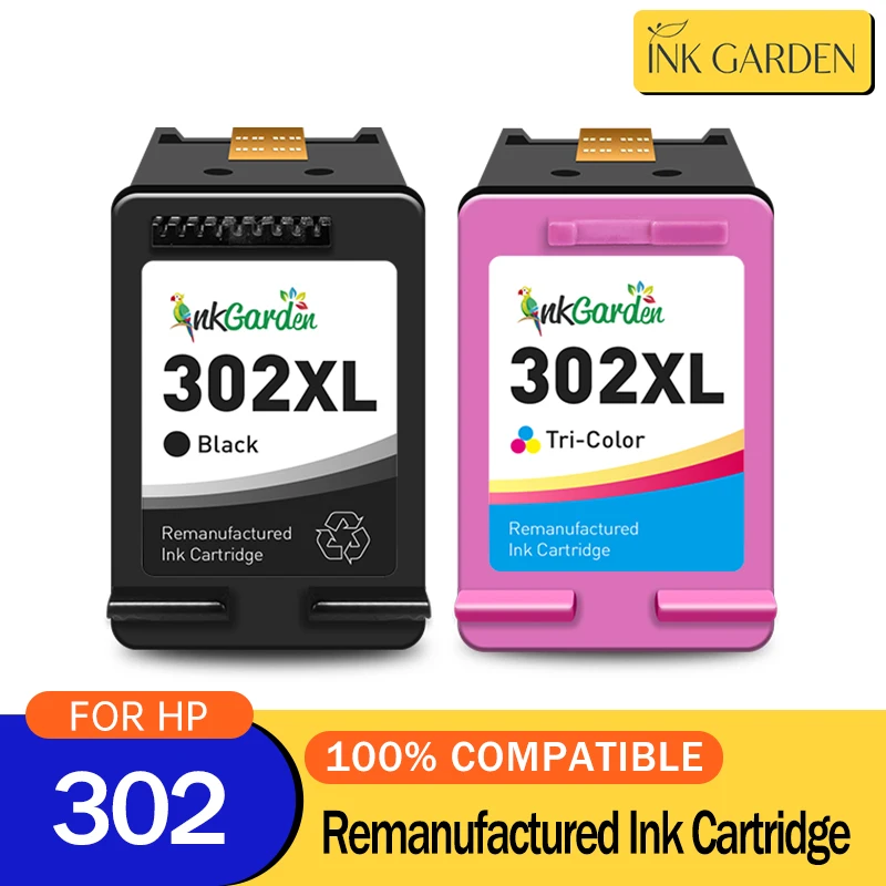 InkGarden 302 XL Tintenpatrone für HP 302XL HP302 wiederaufbereitet Officejet 3830 3831 3832 3833 3834 4650 Envy 4510 4511 Drucker