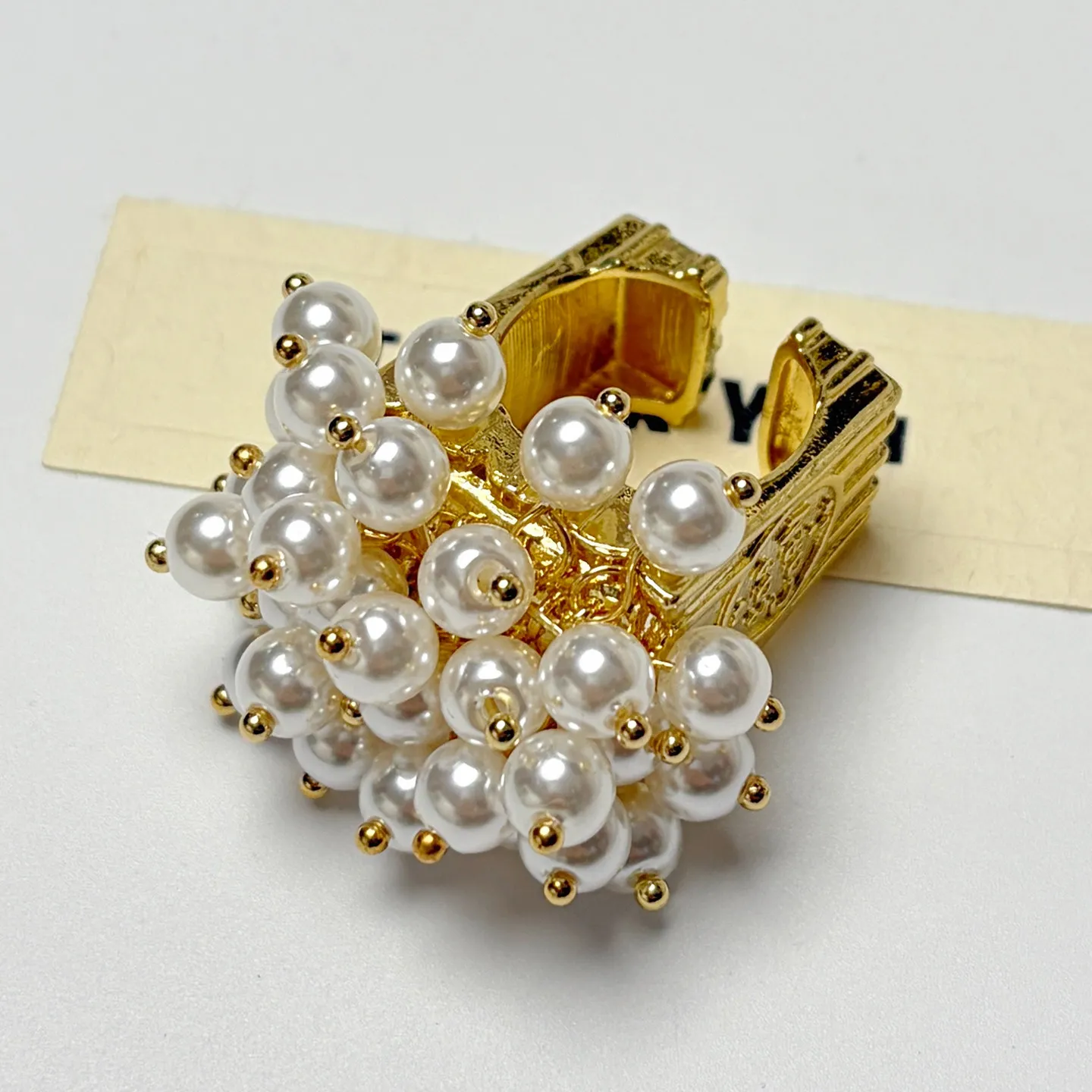 Pearl Popcorn Wide Band Ring Light Luxury Exquisite Adjustable Statement Finger Anillos De Mujer Jewelry Gift