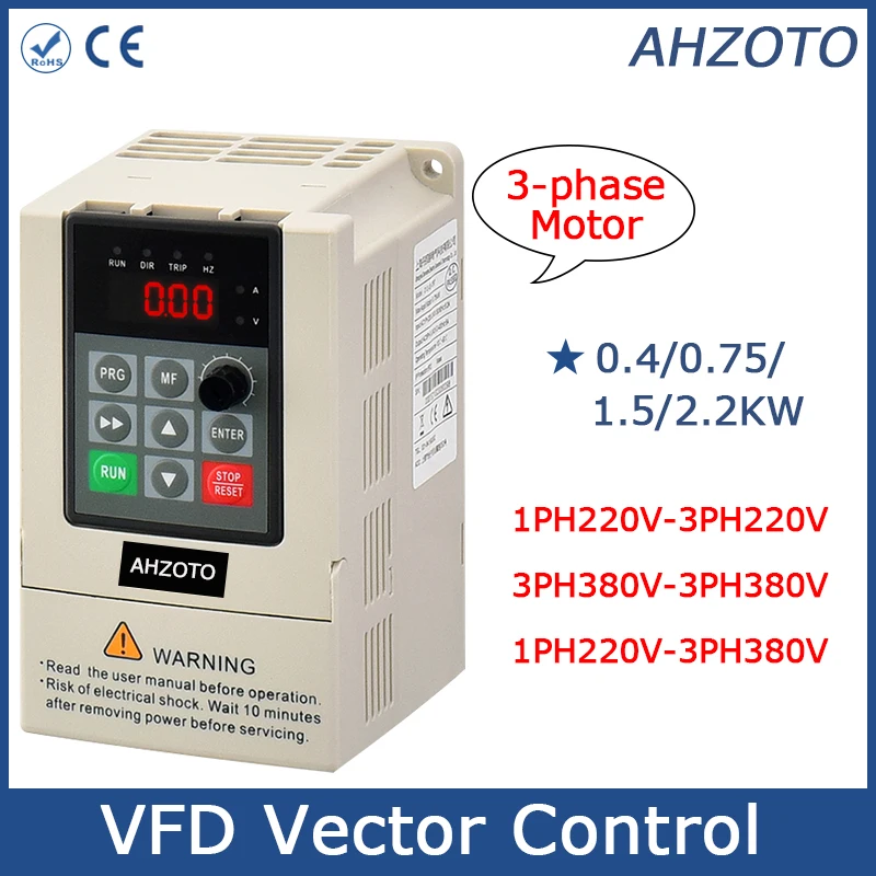

220V to 380V Variable Frequency Drive VFD Motor Speed Controller 0.4KW-2.2KW Industrial Use Adjustable Frequency Converter