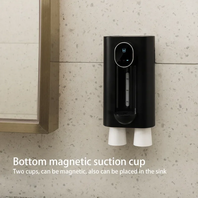 

Universal Mounted Smart Mouthwash Dispenser with 2 Magnetic Cups USB-C Rechargeable Mouth Wash Machine
