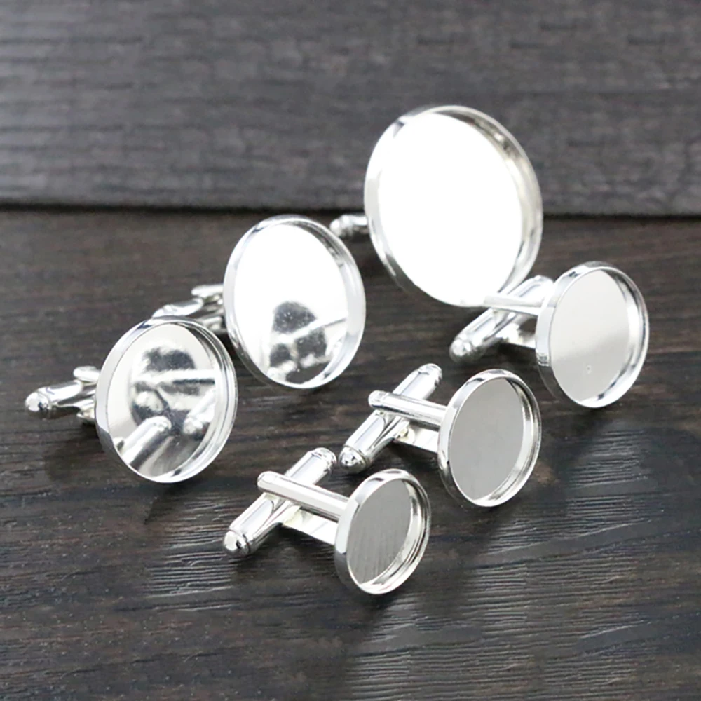 10 sztuk/partia 10mm 12mm,14mm,16mm,18mm,20mm, 6 kolory Plated miedzi spinki baza spinki do mankietów Link ustawienia Cabochon Cameo baza — zdjęcie 5
