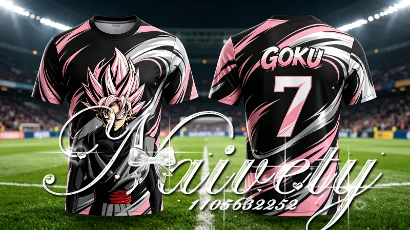 Retro Dragon Ball Black Goku 3D Printed Football Jersey No.7 Unisex Quick Dry Tee Soccer Training Sports Short Sleeve T-Shirt