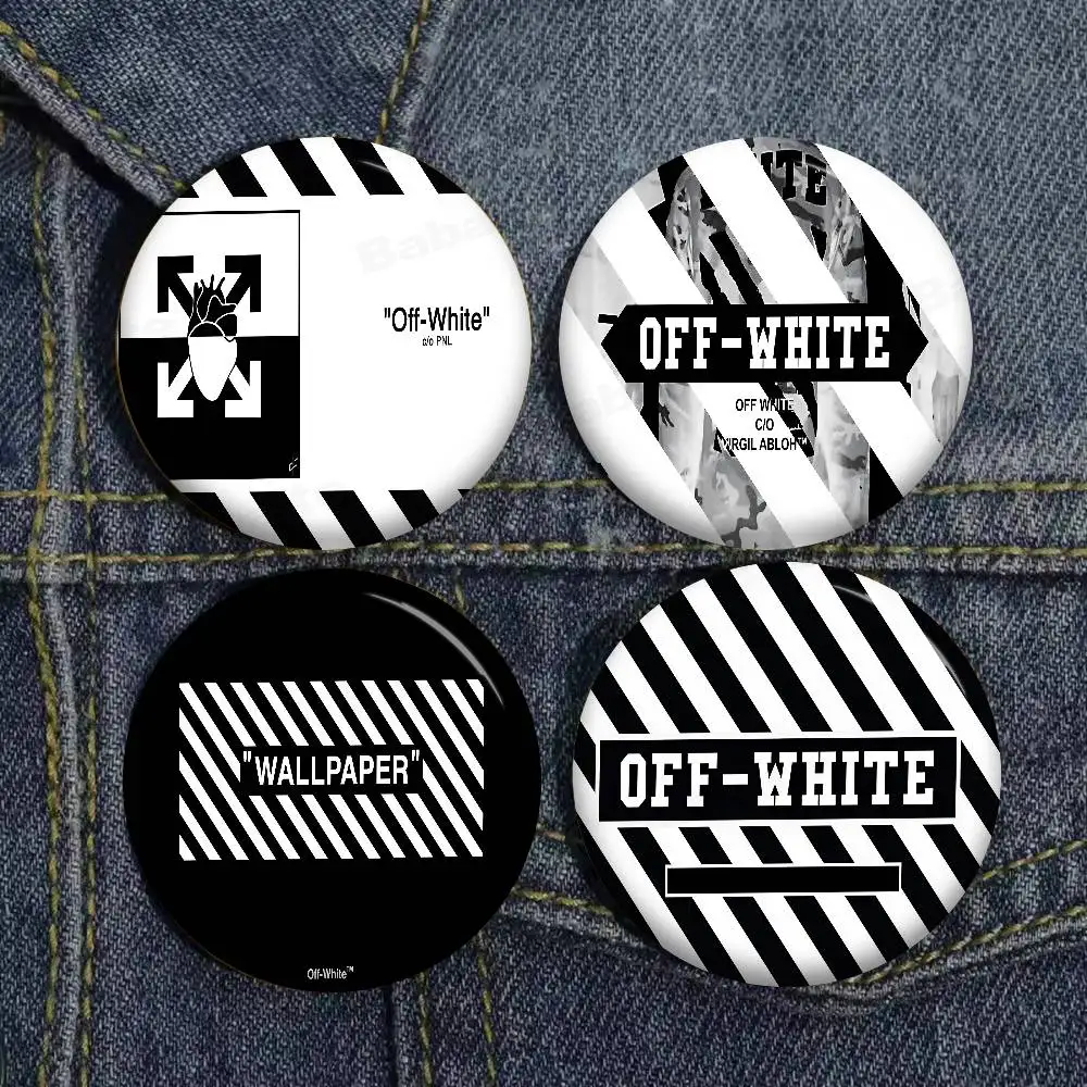 Popular Streetwear LOGO O-Off W-White Creative Pins Funny Round Snap-in Brooch Badge Backpack Hat Accessories Jewelry Gifts