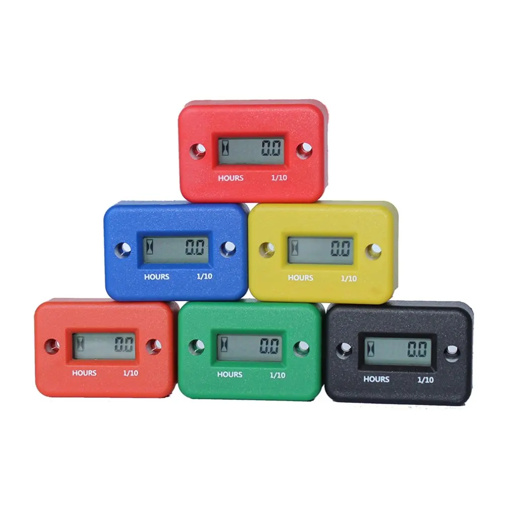 Hot Motorcycle Hour Meter With Battery LCD Digital Timer With Inductive Moto Timer Meter Counter Tachometer Gauge Engine Tool