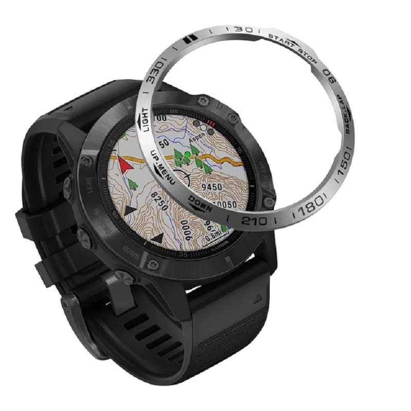 Para Garmin Fenix 7X 7 6X Pro 5Plus anillo de bisel de reloj de zafiro unidad de tiempo grabada de acero inoxidable funda adhesiva resistente a los