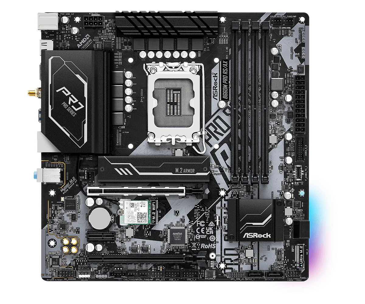 ASROCK B660 Motherboard B660M Pro RS/ax Motherboard LGA1700 DDR4 128GB Micro ATX support  14900 14700 14400 13900 13600 cpu