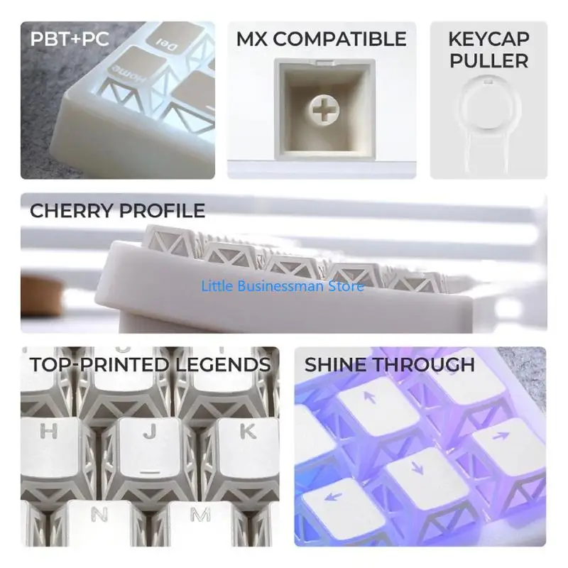 Tastenkappen-Set für mechanische Tastaturen zur individuellen Gestaltung des Schreibtisches mit Hintergrundbeleuchtung. – Detail 4