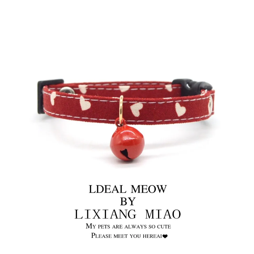 

Pet collar necklace Lightweight cute bell red festive decorative cloth material cat small dog