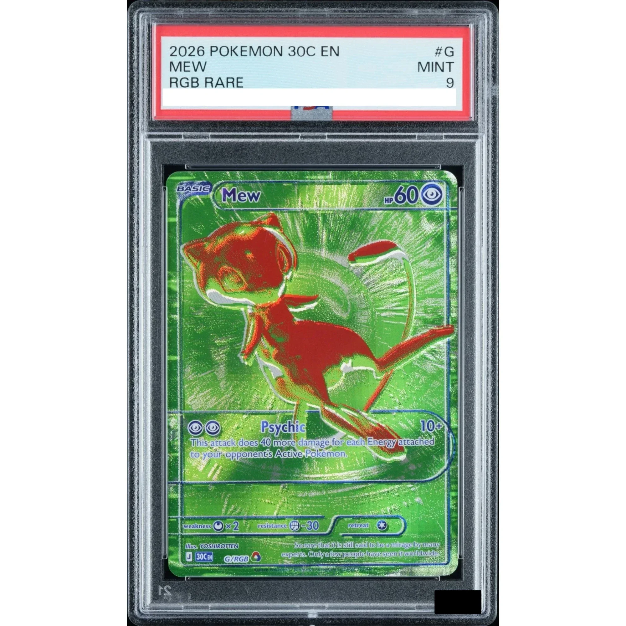 DIY TCG Collection Card Rating Card 2026 EN 30C RGB Rare Mew #G 9 Copy 10Points Rating Card Anime Game Card Gift Toy