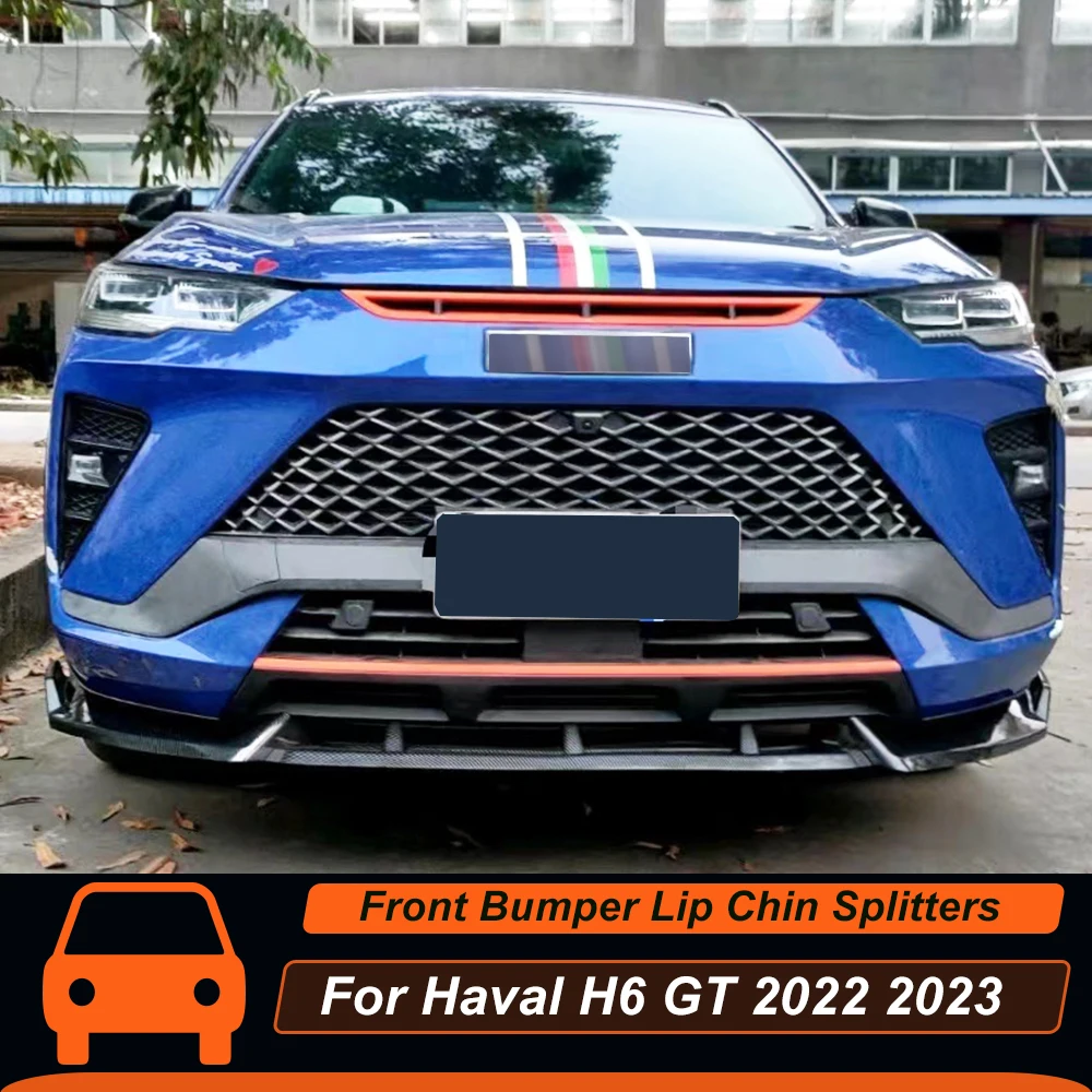 

For Haval H6 GT 2022 2023 Car Front Bumper Lip Chin Spoiler Splitter Diffuser Bodykit Black Carbon Exterior Accessories Parts