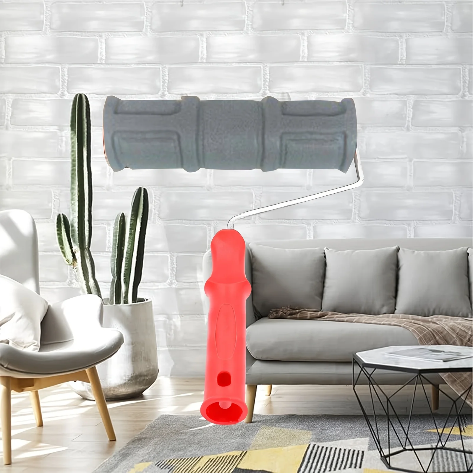 10'' Patterned Paint Roller for Wall Decoration Classic Brick Embossing Texture Rubber Roller Decorative Household DIY Paint Art
