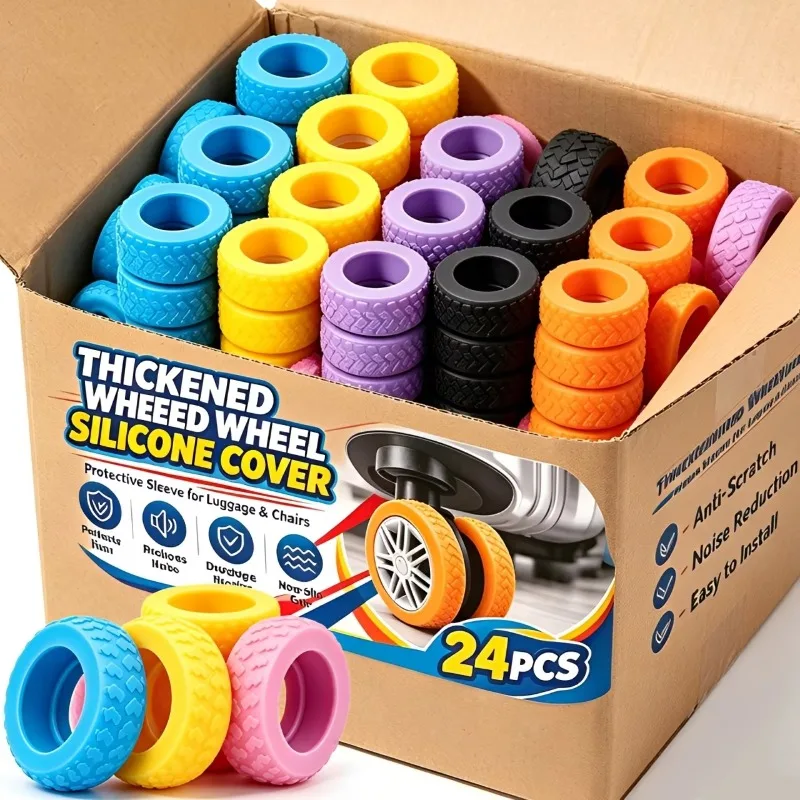 2-24pcs Thicken Texture Silicone Wheels Protector Travel Luggage Caster Shoes Reduce Noise Wheels Guard Cover Luggage Accessory