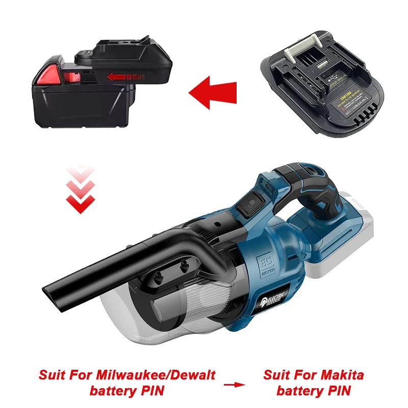 마키타/디월트/밀워키 18-20V 배터리 핀용 전기 여신 무선 전기 진공 청소기 먼지 카펫 자동차 청소기