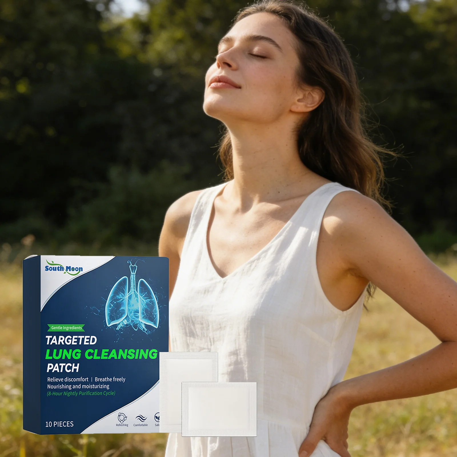 Herbal Lung Deep Cleanser Foot Patch Relieve Physical Fatigue Reduce Cough Lung Repair Detox Respiratory Support Foot Patches