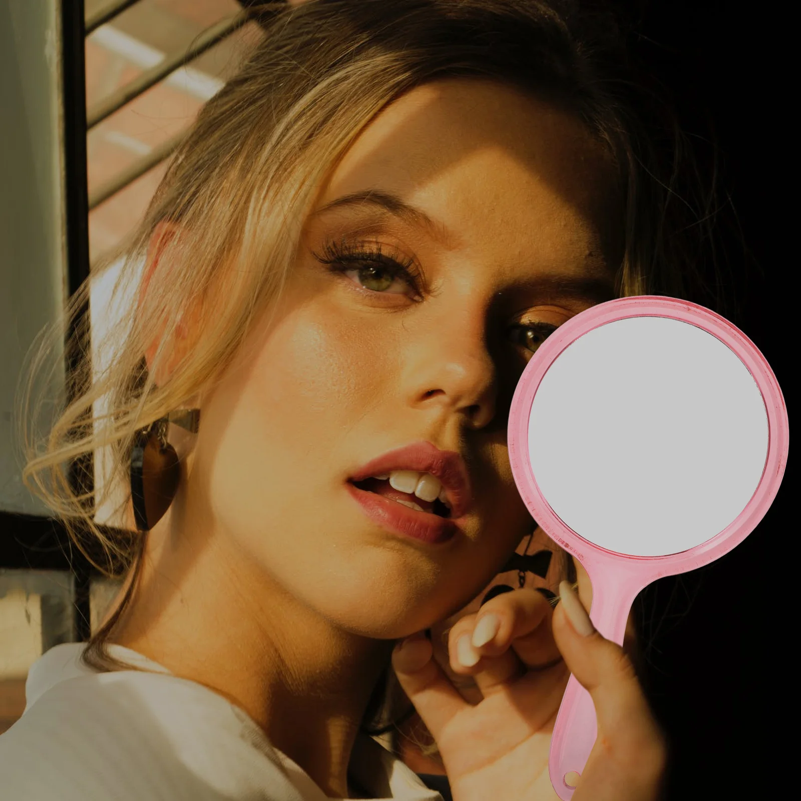 

3Pcs Handheld Double-Sided Magnifying Makeup Mirror Plastic Handle Portable Travel Vanity Mirror Travel Mirrors