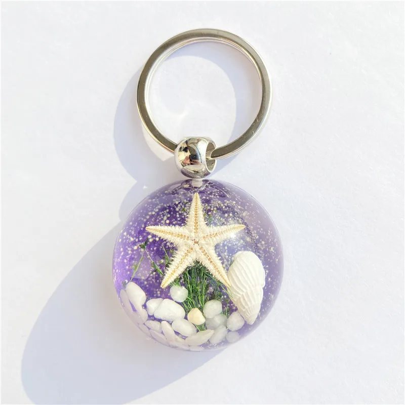 New Artificial Starfish Keychain Simulation Starfish Resin Key Ring Pendant Jewelry For Party Gift