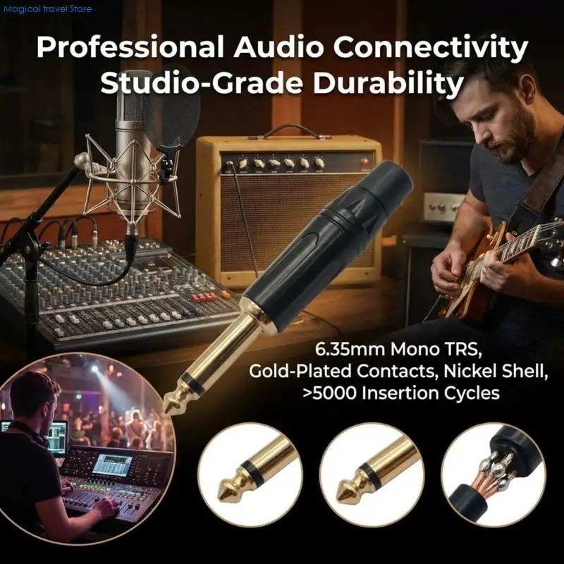 N2UB 2/4/6Pcs 6.35mm Mono Stereo Solder Type Connector for Guitar Microphones Speaker