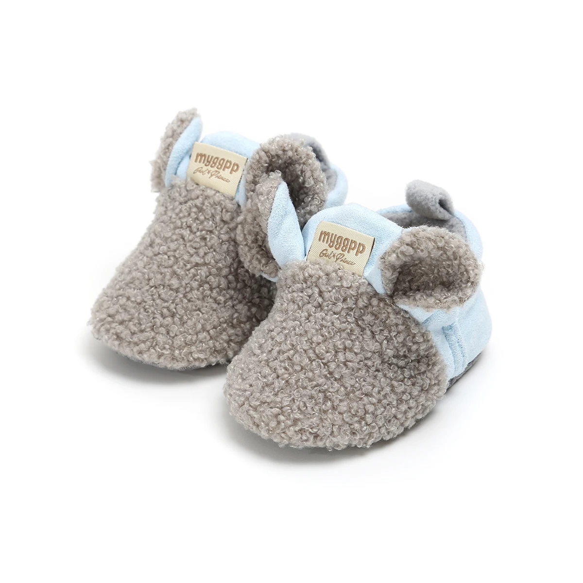 Newborn Baby Warm Booties Faux Fur Cute Sheep Shape Non-Slip Soft Sole Crib Shoes for Winter