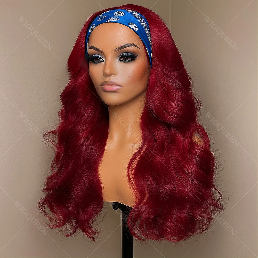 

Бордовый парик с объемной волной, повязка на голову, парики из натуральных волос, бразильский красновато-коричневый парик 350, рыжие бесклеевые парики, человеческие волосы, готовые к ношению