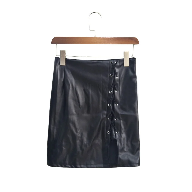 Ladies High-Waist Wrap Hem Side-Slit Bodycon Skirt with Belt - Stylish and Sexy