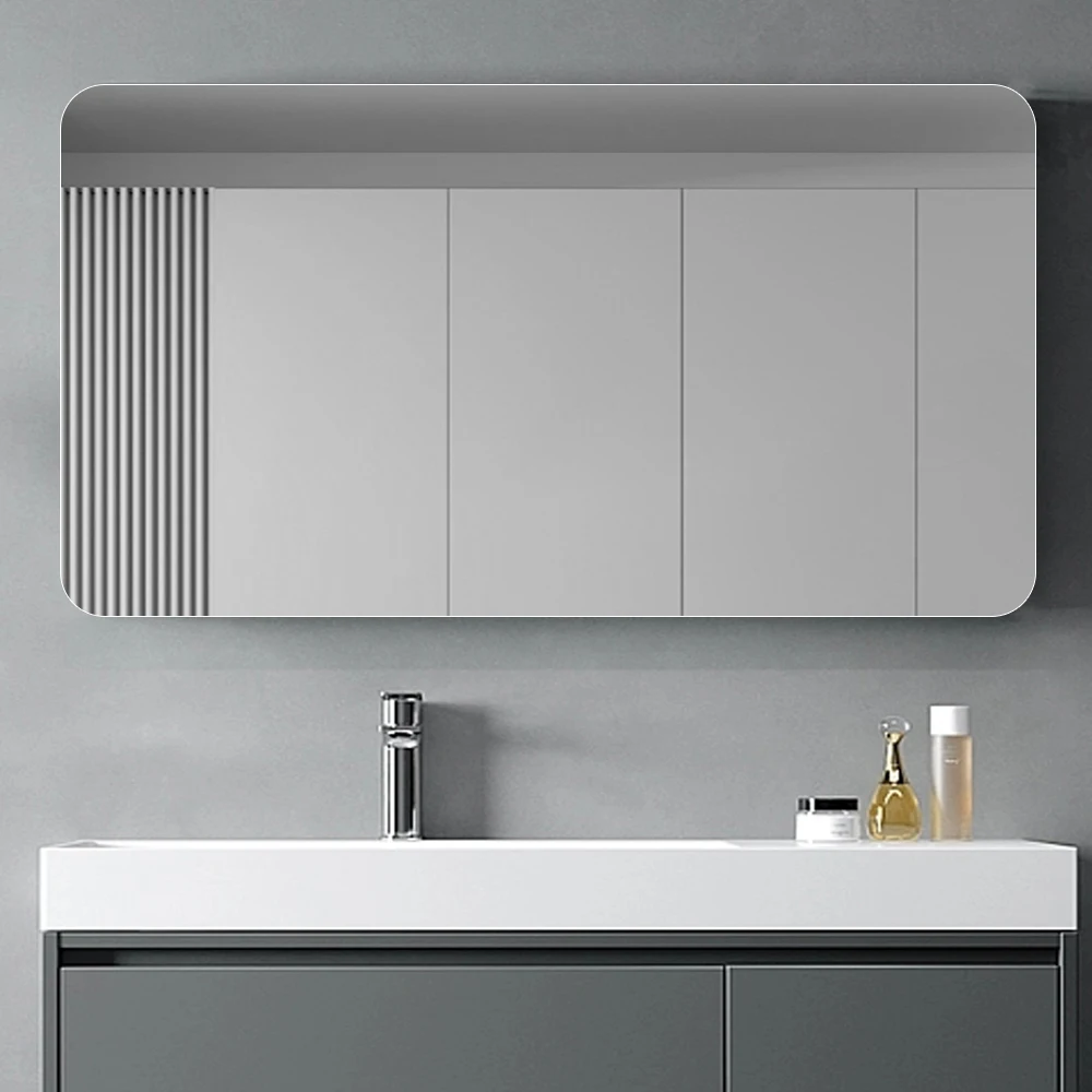70x90cm Rechteckiger Badezimmerspiegel Wandmontiert Wasserdicht Beschlagfrei Schminkspiegel für Bad und Ankleidezimmer