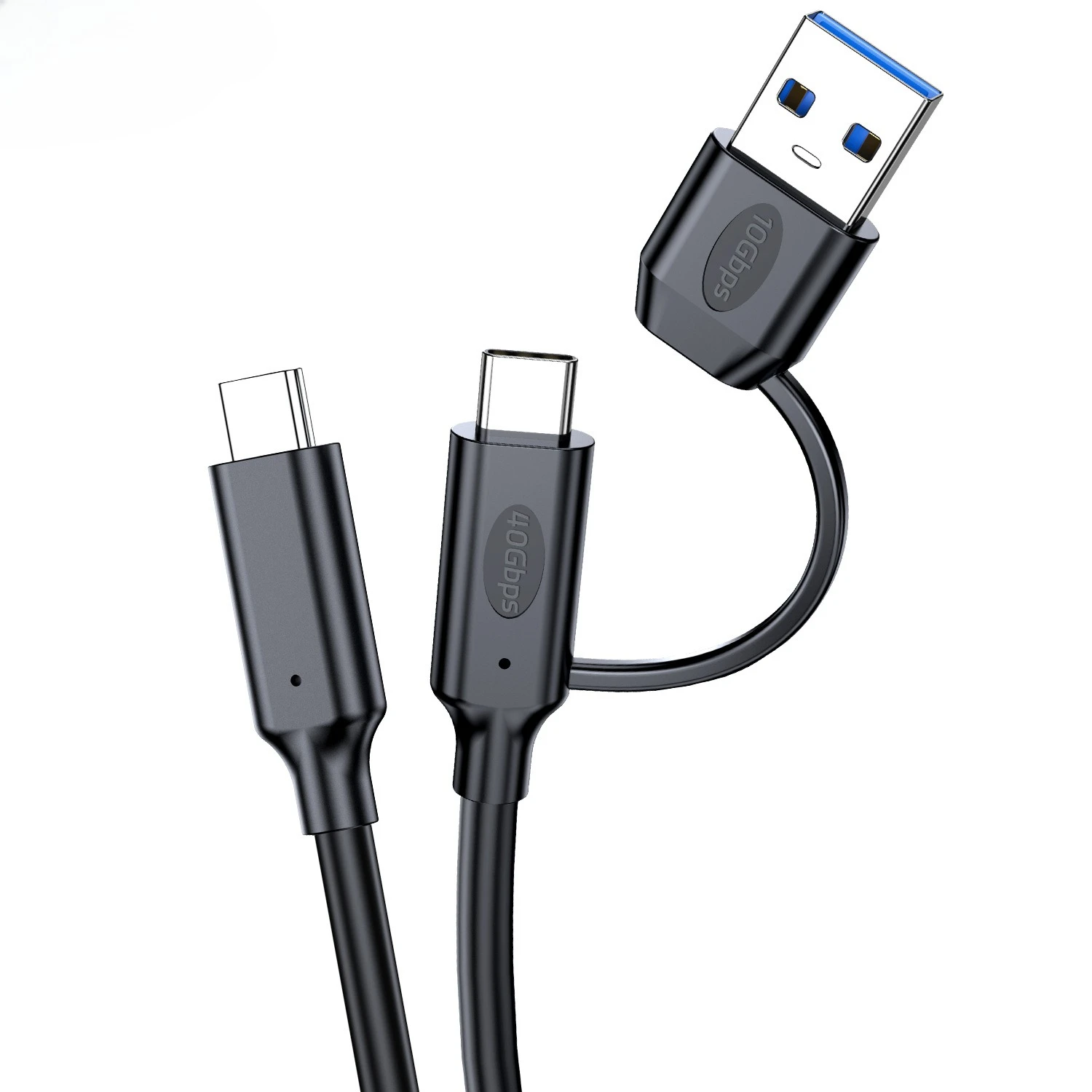USB4 2 في 1 كابل بيانات PD 240 واط UHD 8K فيديو نوع C إلى C القرص الصلب 40Gbps + USB 3.2 USB A إلى C تمديد كابل كابل شاحن متعدد