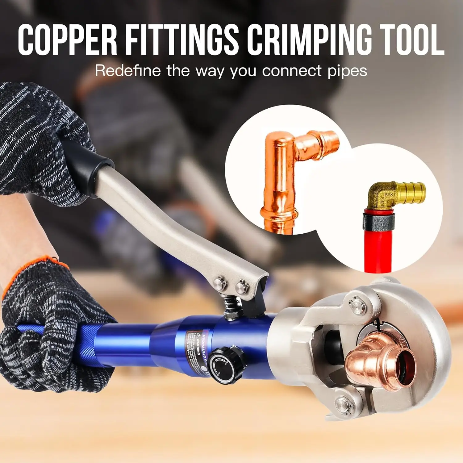 Hydraulic Copper Tube Fittings Crimping Tool with 1/2,3/4 and 1-inch Jaw for ProPress Copper Fitting Pipe Reparing tools (w/ 2 d