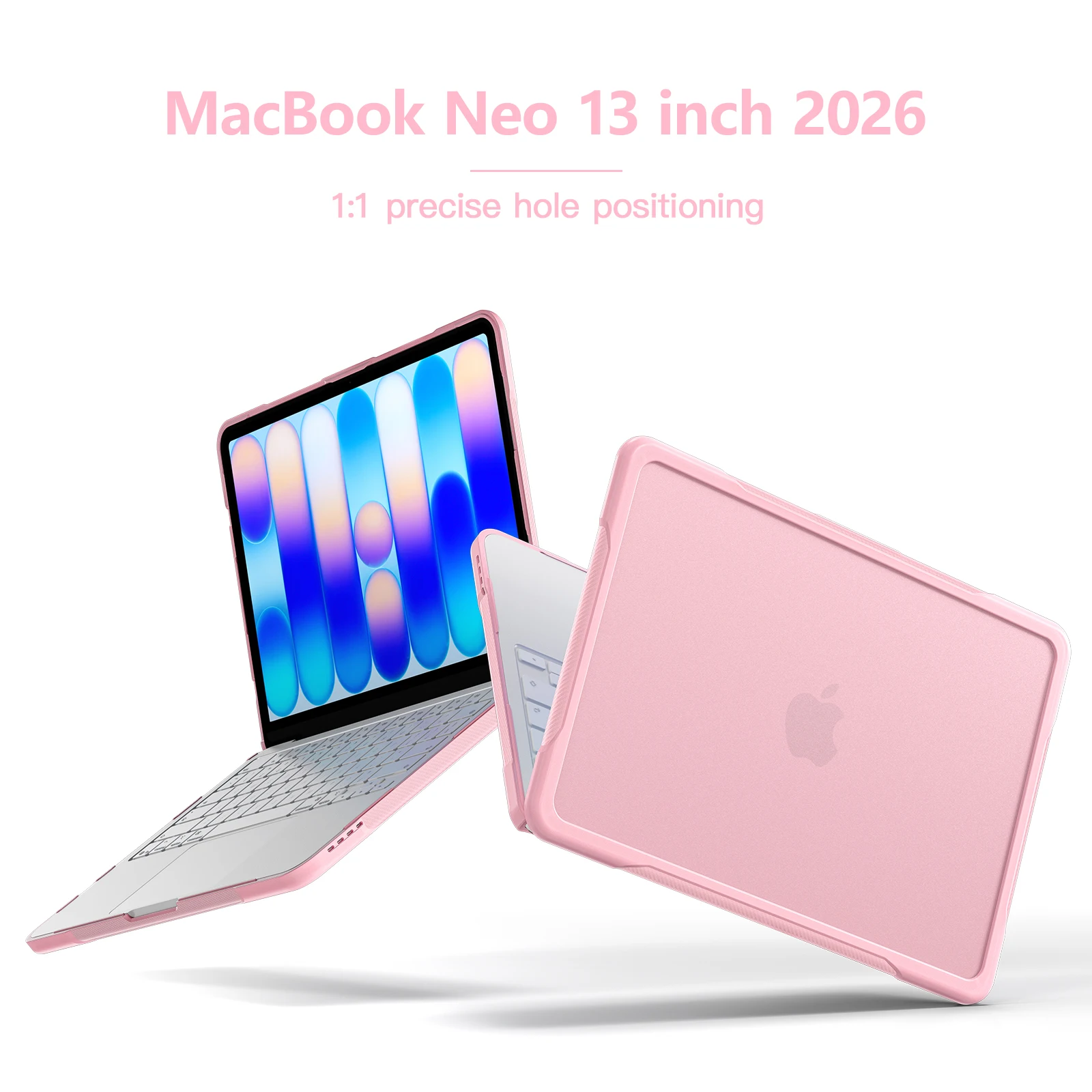 Laptop Case Full Body Protection for Mac Book Neo 13 inch 2026 Model A3404 Multi-Layered Clear Frosted Laptop Cover Shockproof