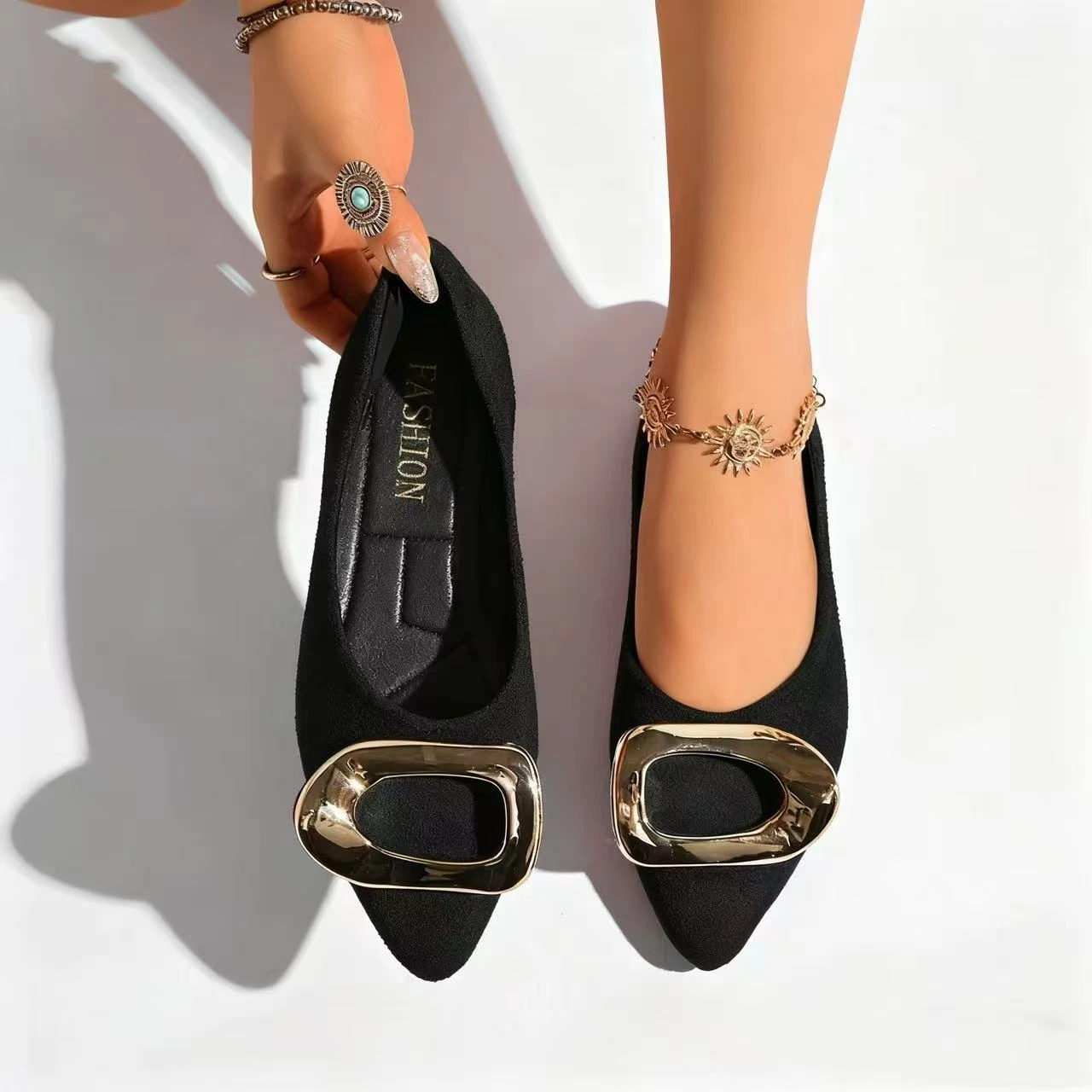 الصيف الجلد المدبوغ النساء أحذية مسطحة أشار تو موضة أحذية رياضية 2025 جديد Slingback مصمم فستان حذاء بدون كعب Zapatos De Mujer #1