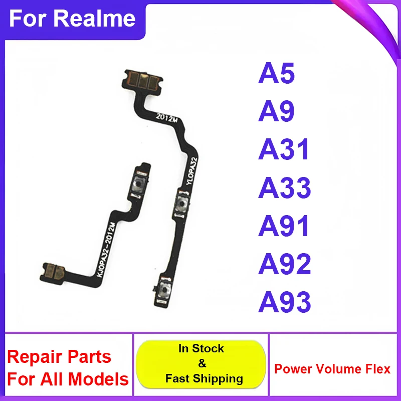 Cable flexible de potencia de volumen para OPPO A5, A9, A31, A33, A91, A92, A93, 2020, 4G, botones de encendido y apagado, Botón lateral Voulme