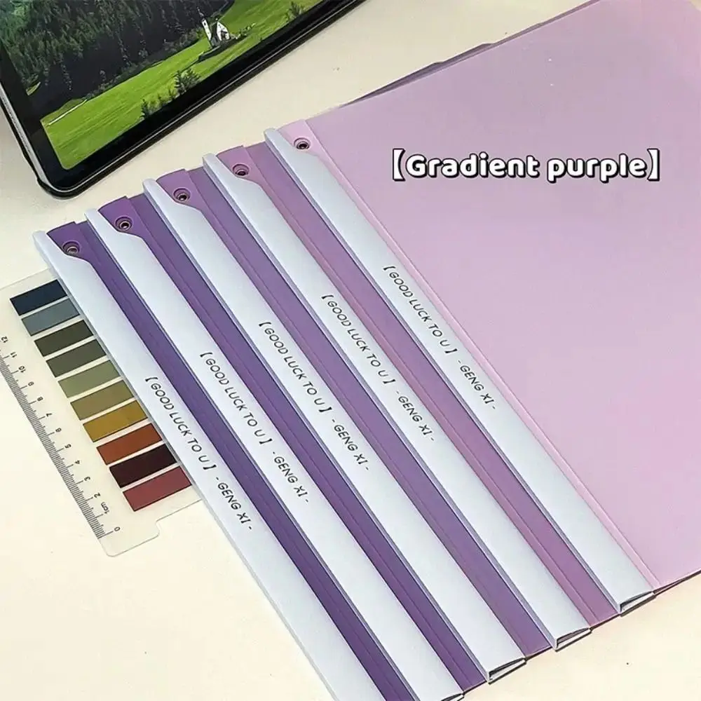 Gradient Morandi Color A4 Draw Rod Folder Waterproof Large-capacity Pull Rod Clip Thickened Sliding Bar Test Paper Storage Clip