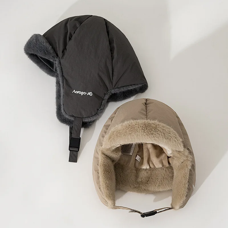 winter hats with earflaps thickened plush lining Ushanka trapper hat for women