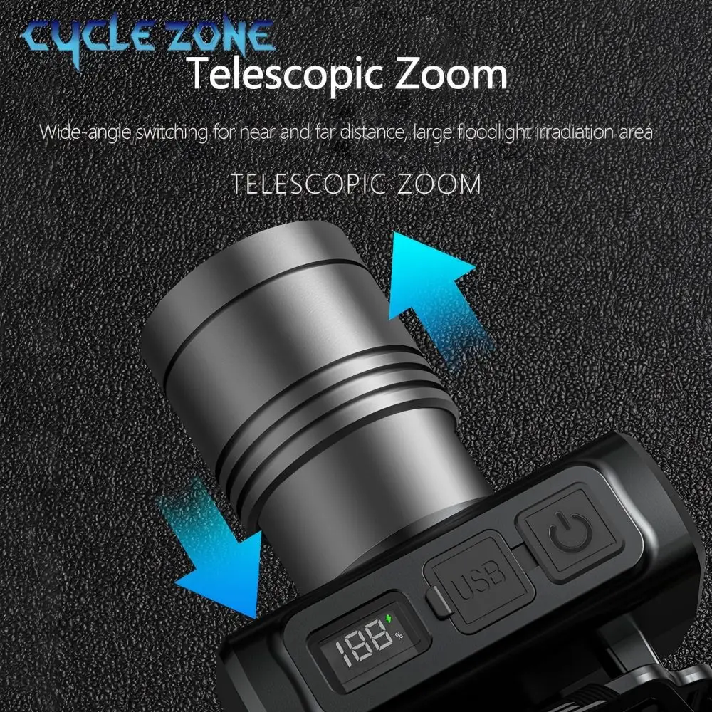 Portable LED Sensor Headlight Zoom Rechargeable Headlamp Outdoor Camping Emergency Night Fishing Hunting Powerful Torch Headlamp