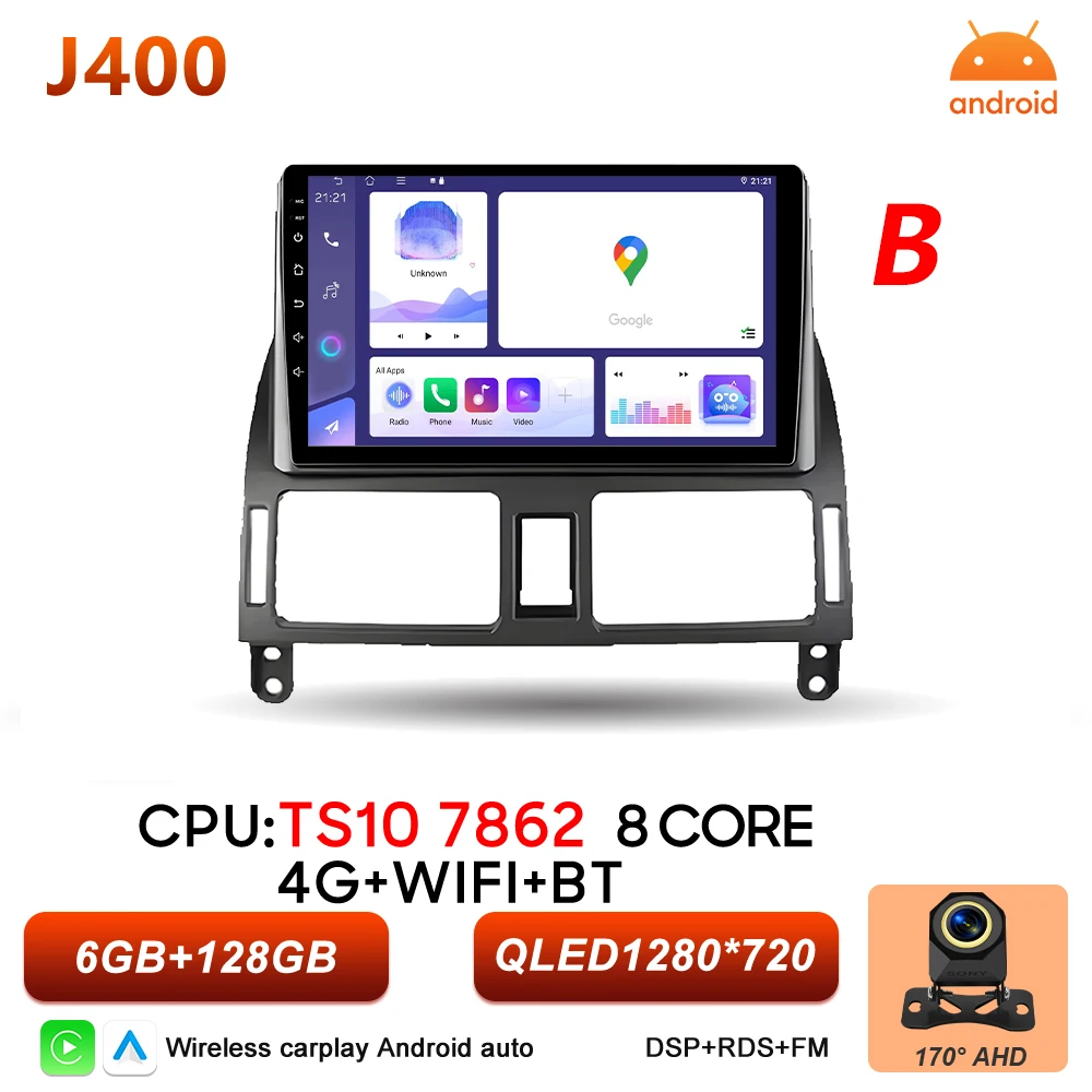 Android 16 autoradio voor Toyota Avensis T25 T250 2003 - 2009 multimediaspeler autoradio BT Carplay Auto GPS stereo DSP scherm