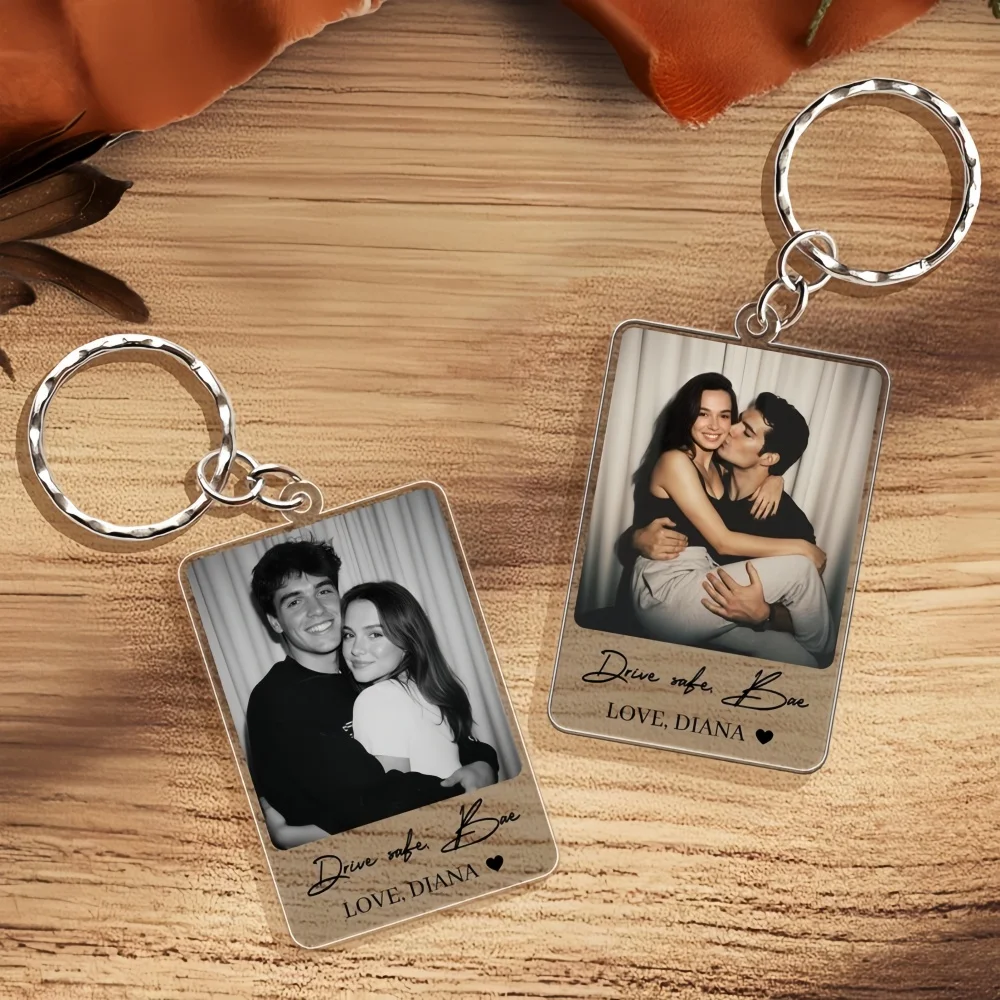 Personalized Photo Custom keychain Customized Acrylic Couples keychain Customized Frame Keyrings Gifts For Lover